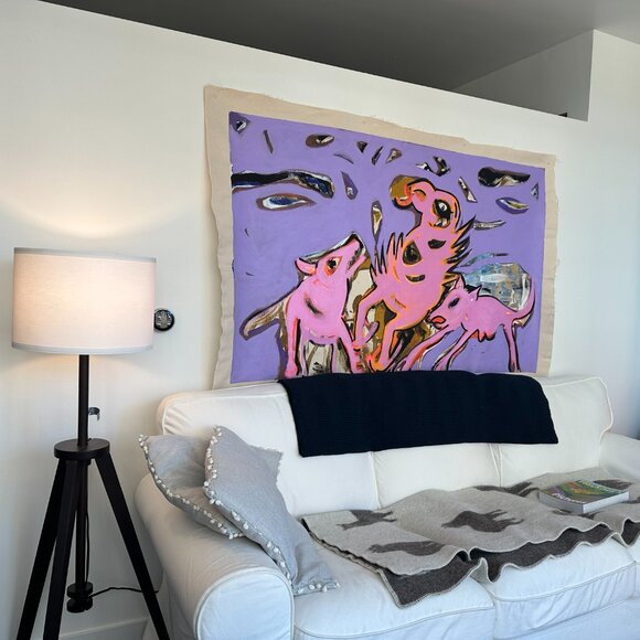 Pink Creatures in Motion — Original Large Abstract Animal Painting - Picture 2 of 2